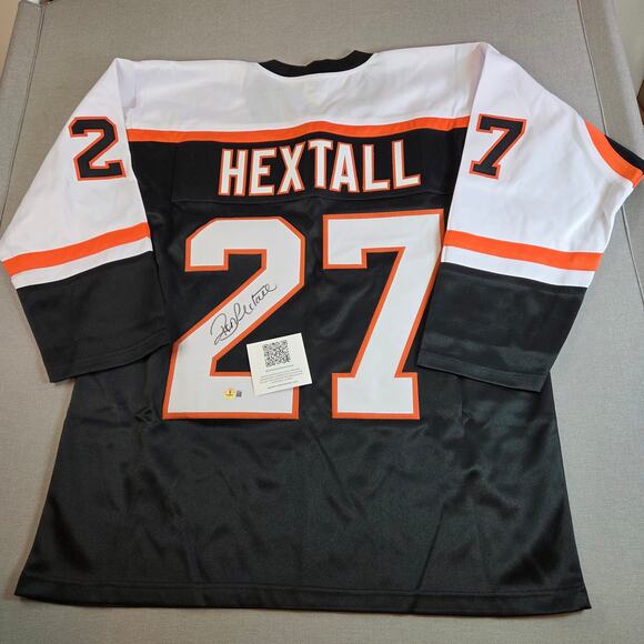 Ron Hextall #27 Flyers Black Signed Jersey Beckett Authenticated XL - Picture 1 of 12